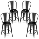Set of 4 Metal Bar Stools with Backrests and Footrests by LJGDeals