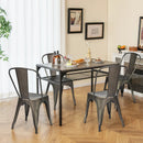 4 Pcs Modern Bar Stools with Removable Back and Rubber Feet-Gun by DirectDeals