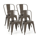 4 Pcs Modern Bar Stools with Removable Back and Rubber Feet-Gun by DirectDeals