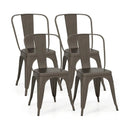 4 Pcs Modern Bar Stools with Removable Back and Rubber Feet-Gun by LJGDeals