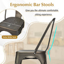 4 Pcs Modern Bar Stools with Removable Back and Rubber Feet-Gun by DirectDeals