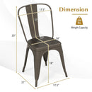 4 Pcs Modern Bar Stools with Removable Back and Rubber Feet-Gun by LJGDeals
