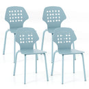 Set of 4 Metal Dining Chair with Hollowed Backrest and Metal Legs by DirectDeals