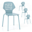 Set of 4 Metal Dining Chair with Hollowed Backrest and Metal Legs by DirectDeals