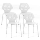 Set of 4 Metal Dining Chair with Hollowed Backrest and Metal Legs by LJGDeals