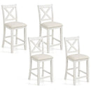 Counter Height Bar Stools Set of 4 with Footrest - White by DirectDeals