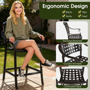 Set of 4 Outdoor Bar Stool 25.5 Inch Counter Height Cast Aluminum Bar Chairs-Copper by LJGDeals