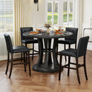 Set of 4 PVC Dining Leather Bar Stools with Solid Wood Legs by LJGDeals