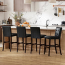 Set of 4 PVC Dining Leather Bar Stools with Solid Wood Legs by LJGDeals