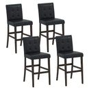 Set of 4 PVC Dining Leather Bar Stools with Solid Wood Legs by LJGDeals