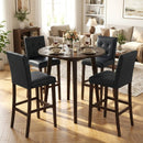 Set of 4 PVC Dining Leather Bar Stools with Solid Wood Legs by LJGDeals