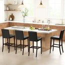 Set of 4 PVC Dining Leather Bar Stools with Solid Wood Legs by LJGDeals