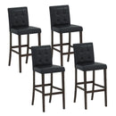 Set of 4 PVC Dining Leather Bar Stools with Solid Wood Legs by LJGDeals