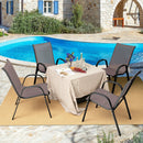 4 Pieces Stackable Patio Dining Chairs Set with Armrest by LJGDeals