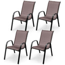 4 Pieces Stackable Patio Dining Chairs Set with Armrest by LJGDeals