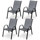 4 Pieces Stackable Patio Dining Chairs Set with Armrest by LJGDeals