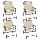 Set of 4 Patio Folding Chairs Set Dining Chairs with Armrests by LJGDeals