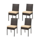 Patio Rattan Dining Chairs Set of 4 with Cushions by LJGDeals
