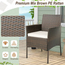 Set of 4 Patio PE Wicker Dining Chairs with Seat Cushions and Armrests-Set of 4 by LJGDeals