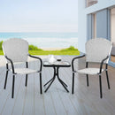 Set of 4 Patio Rattan Stackable Dining Chair with Armrest for Garden-White by LJGDeals