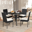 Set of 4 Patio Rattan Wicker Dining Chairs Set with Soft Cushions-Black by LJGDeals
