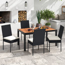 Set of 4 Patio Rattan Wicker Dining Chairs Set with Soft Cushions-Black by LJGDeals