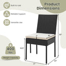 Set of 4 Patio Rattan Wicker Dining Chairs Set with Soft Cushions-Black