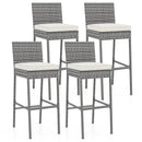 Set of 2/4 Patio Wicker Barstools with Soft Seat Cushion and Cozy Footrest by DirectDeals