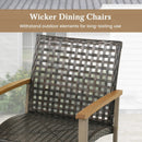 Set of 4 Patio Rattan Dining Chairs with Acacia Wood Armrests-Set of 4 by LJGDeals