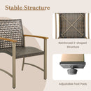Set of 4 Patio Rattan Dining Chairs with Acacia Wood Armrests-Set of 4