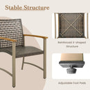 Set of 4 Patio Rattan Dining Chairs with Acacia Wood Armrests-Set of 4 by LJGDeals
