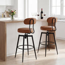 Set of 4 Swivel Barstools Faux Leather with Upholstered Seat and Back by DirectDeals