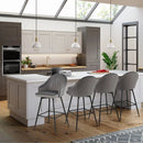 2 Pieces 29.5 Inch Pub Height Swivel Velvet Bar Stools with Metal Legs-Gray by LJGDeals