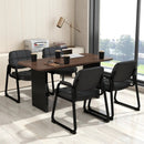 Set of 4 Upholstered Waiting Room Chair with Armrest and Ergonomic Backrest-Black by LJGDeals