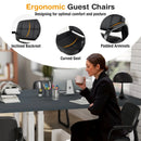 Set of 4 Upholstered Waiting Room Chair with Armrest and Ergonomic Backrest-Black by LJGDeals
