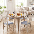Set of 4 Wooden Upholstered Dining Chairs with High Curved Back by LJGDeals