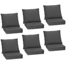 Deep Seat Chair Cushion Set of 6 with Rope Ties - Gray by DirectDeals