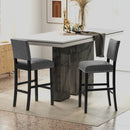 38.5/43.5 Inch Set of 2 Counter Height Chairs with Solid Rubber Wood Frame by LJGDeals