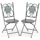 Set of 2 Mosaic Chairs for Patio Metal Folding Chairs by LJGDeals