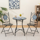 Set of 2 Mosaic Chairs for Patio Metal Folding Chairs-Multicolor