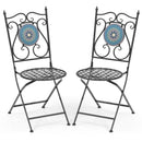 Set of 2 Mosaic Chairs for Patio Metal Folding Chairs-Multicolor