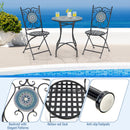 Set of 2 Mosaic Chairs for Patio Metal Folding Chairs-Multicolor