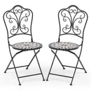Set of 2 Mosaic Chairs for Patio Metal Folding Chairs by LJGDeals