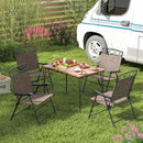 Set of 4 Patio Folding Chairs Set Dining Chairs with Armrests by LJGDeals
