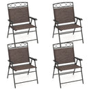 Set of 4 Patio Folding Chairs Set Dining Chairs with Armrests-Brown