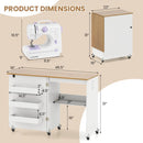 Folding Sewing Table with Charging Station and Casters by LJGDeals