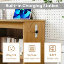 Folding Sewing Table with Charging Station and Casters by LJGDeals
