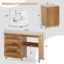Folding Sewing Table with Charging Station and Casters by LJGDeals