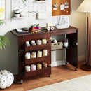 Folding Sewing Table with Charging Station and Casters by LJGDeals