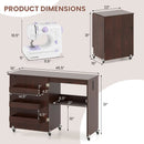 Folding Sewing Table with Charging Station and Casters by LJGDeals